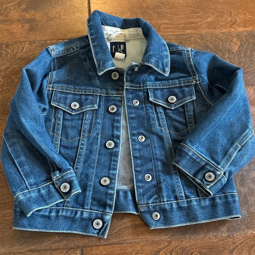 Gap Kids Icon  Medium Wash Denim Jean Jacket Blue Girl's Size XXS (3) Y2K